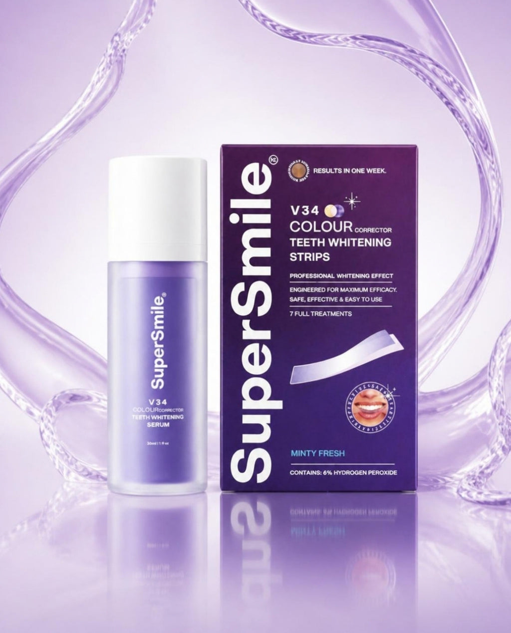 V34 Teeth Whitening Bundle: V34 Colour Correction Serum and V34 Strips