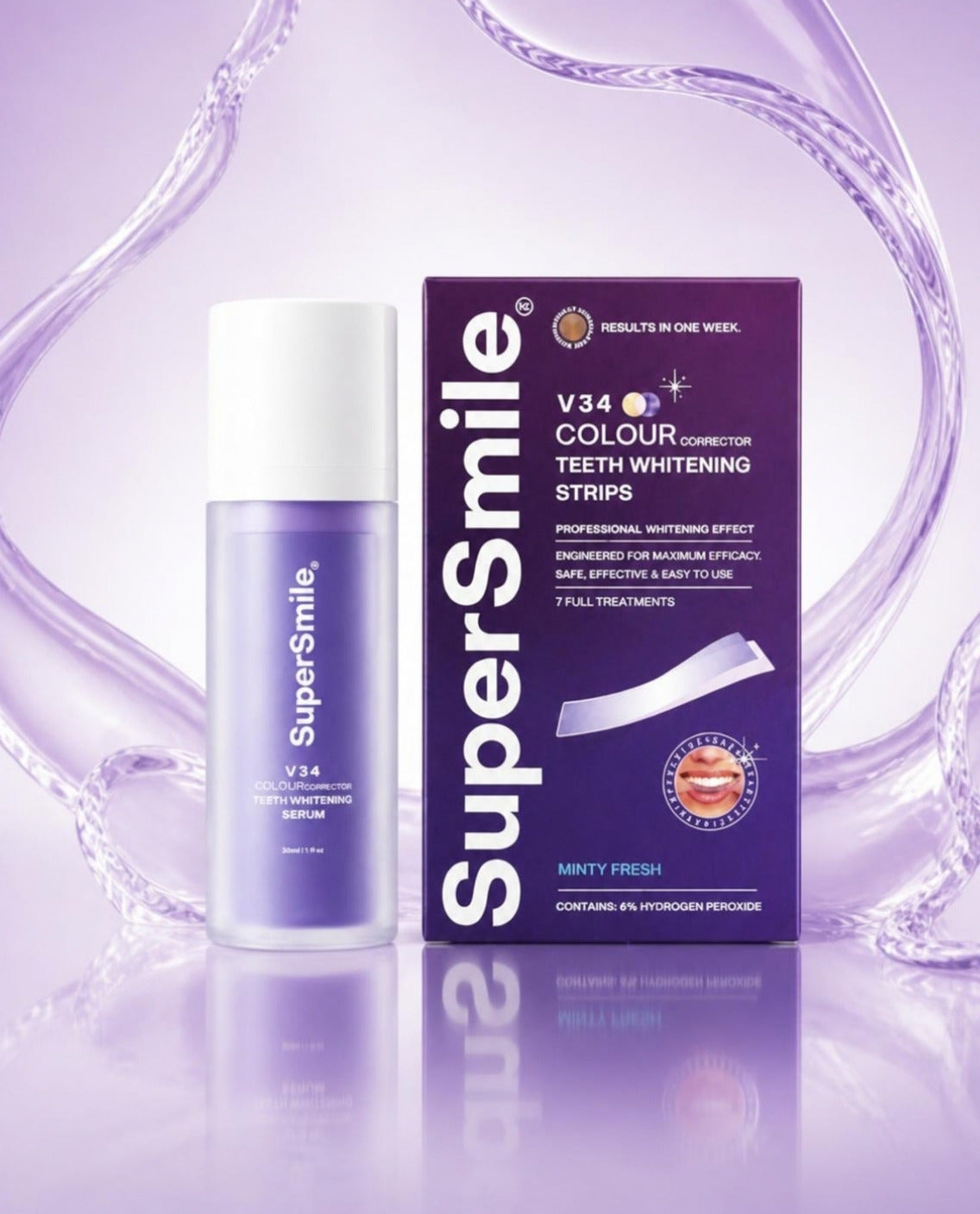 V34 Teeth Whitening Bundle: V34 Colour Correction Serum and V34 Strips