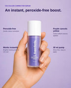 V34 Colour Correction Serum: peroxide-free, works instantly, purple cancels yellow, 30 ml pump