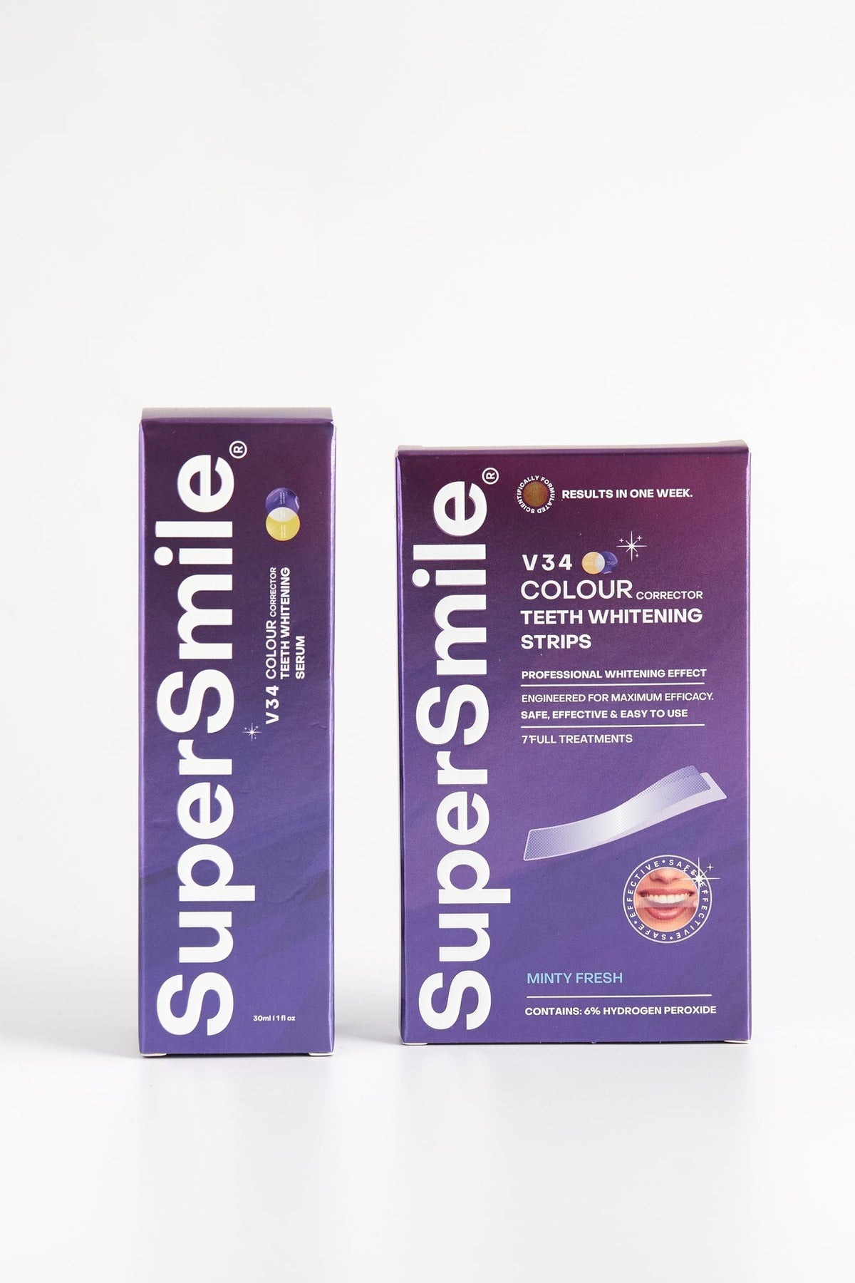 SuperSmile V34 Serum and V34 Whitening Strips together