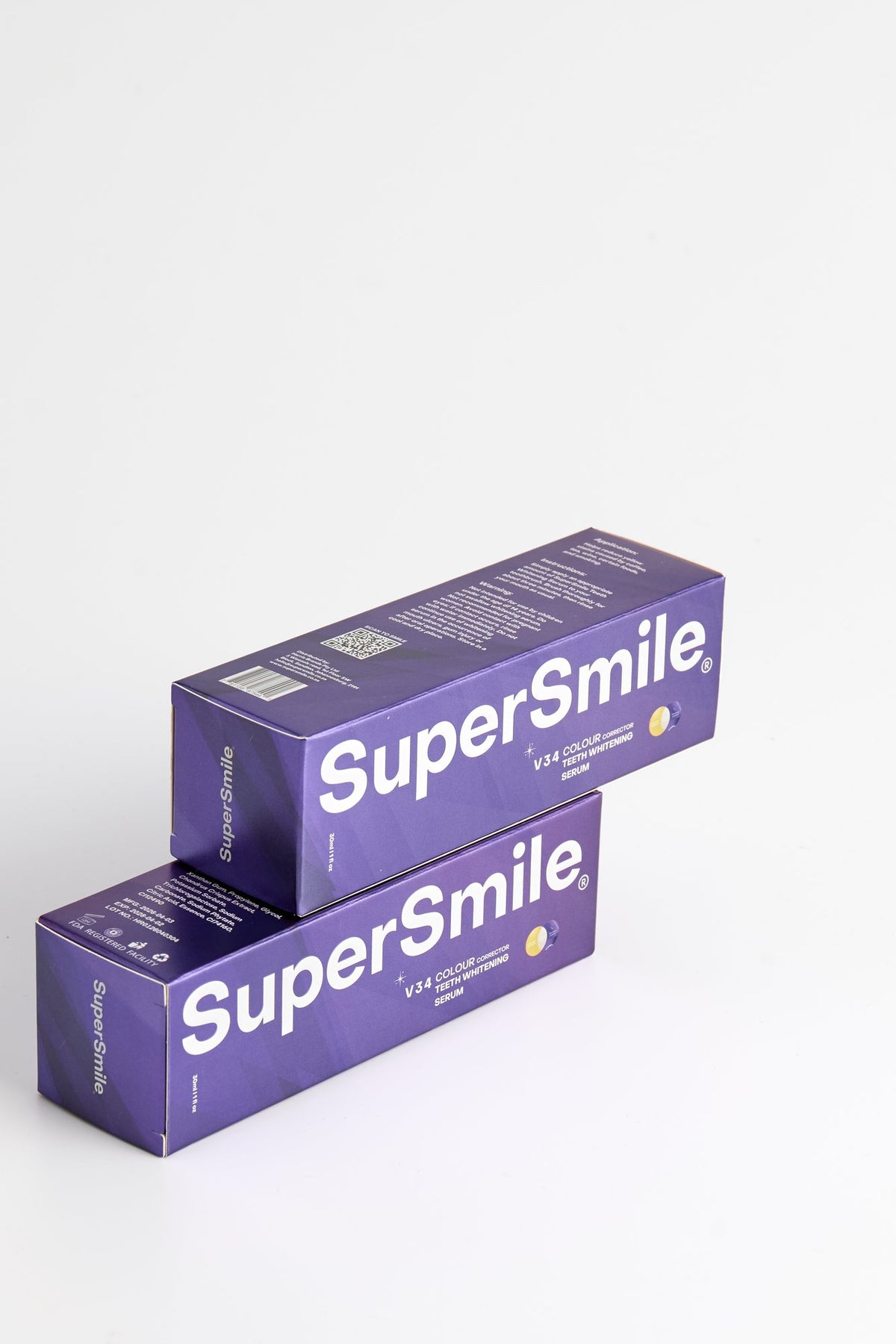 Two boxes of SuperSmile V34 Colour Correction Serum