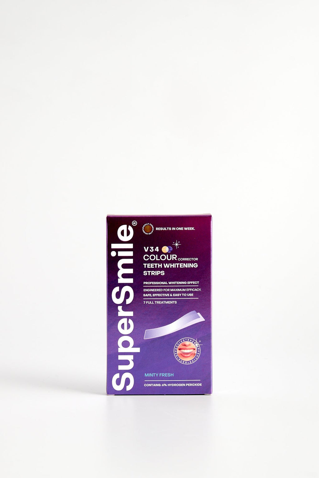 SuperSmile V34 Colour Corrector Teeth Whitening Strips box, front