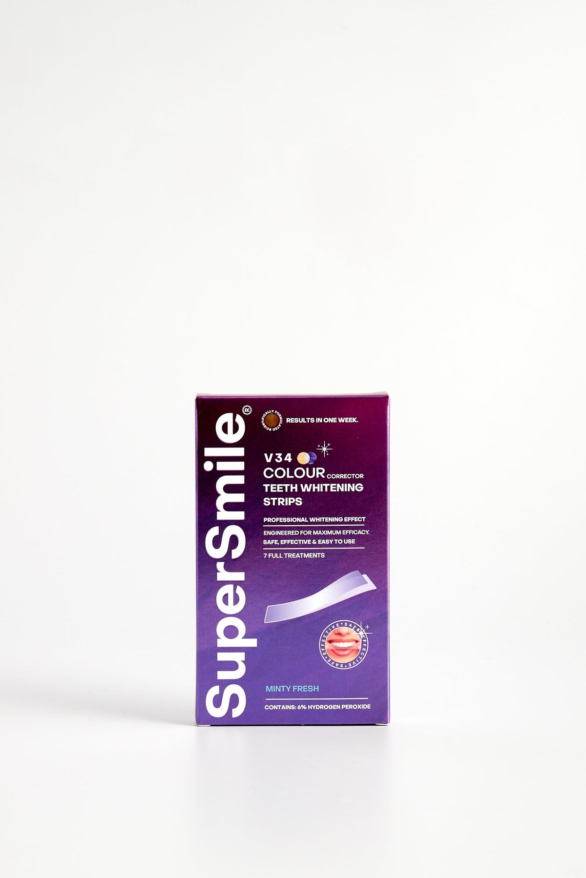 SuperSmile V34 Colour Corrector Teeth Whitening Strips box, front